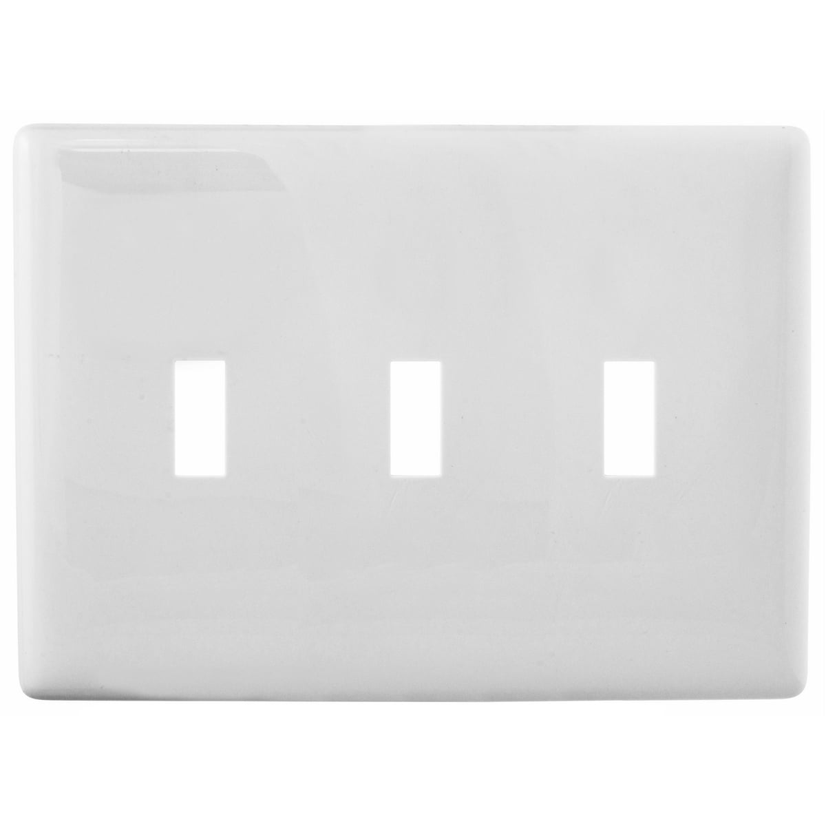 Wallplates and Box Covers, Wallplates, Thermoplastic, 3-Gang, 3) Toggle Openings, White