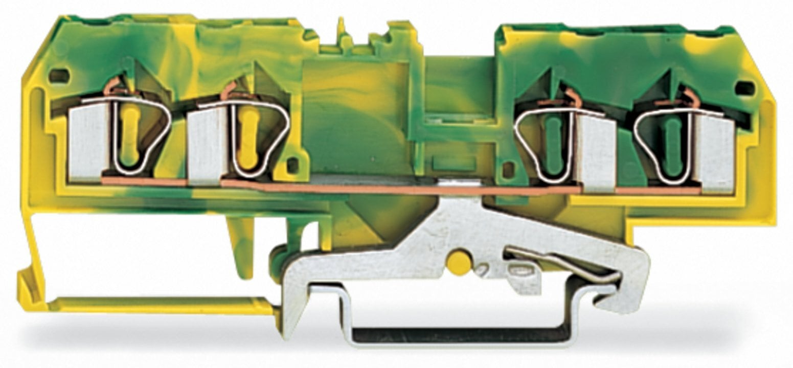 4-conductor ground terminal block; 4 mm; center marking; for DIN-rail 35 x 15 and 35 x 7.5; CAGE CLAMP; 4,00 mm; green-yellow