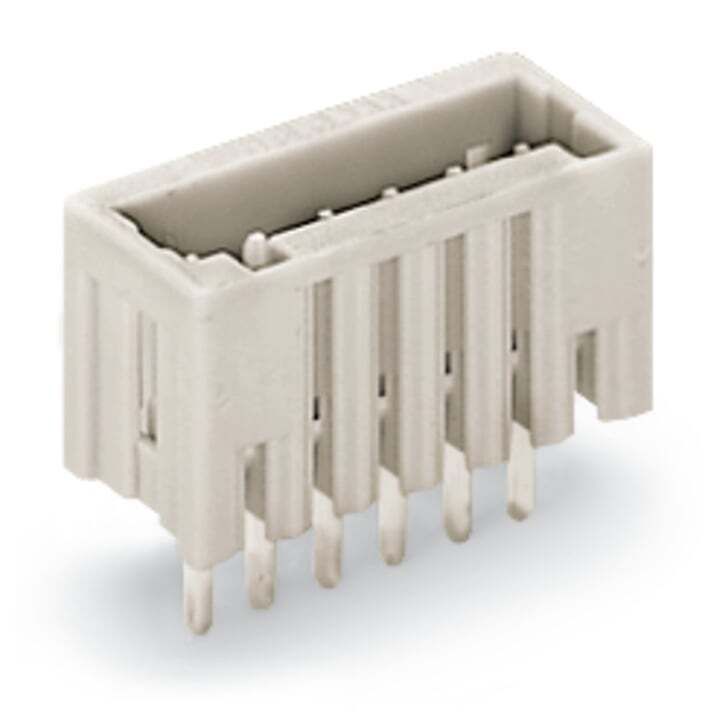 THT male header; 0.8 x 0.8 mm solder pin; straight; 100% protected against mismating; Pin spacing 2.5 mm; 5-pole; light gray