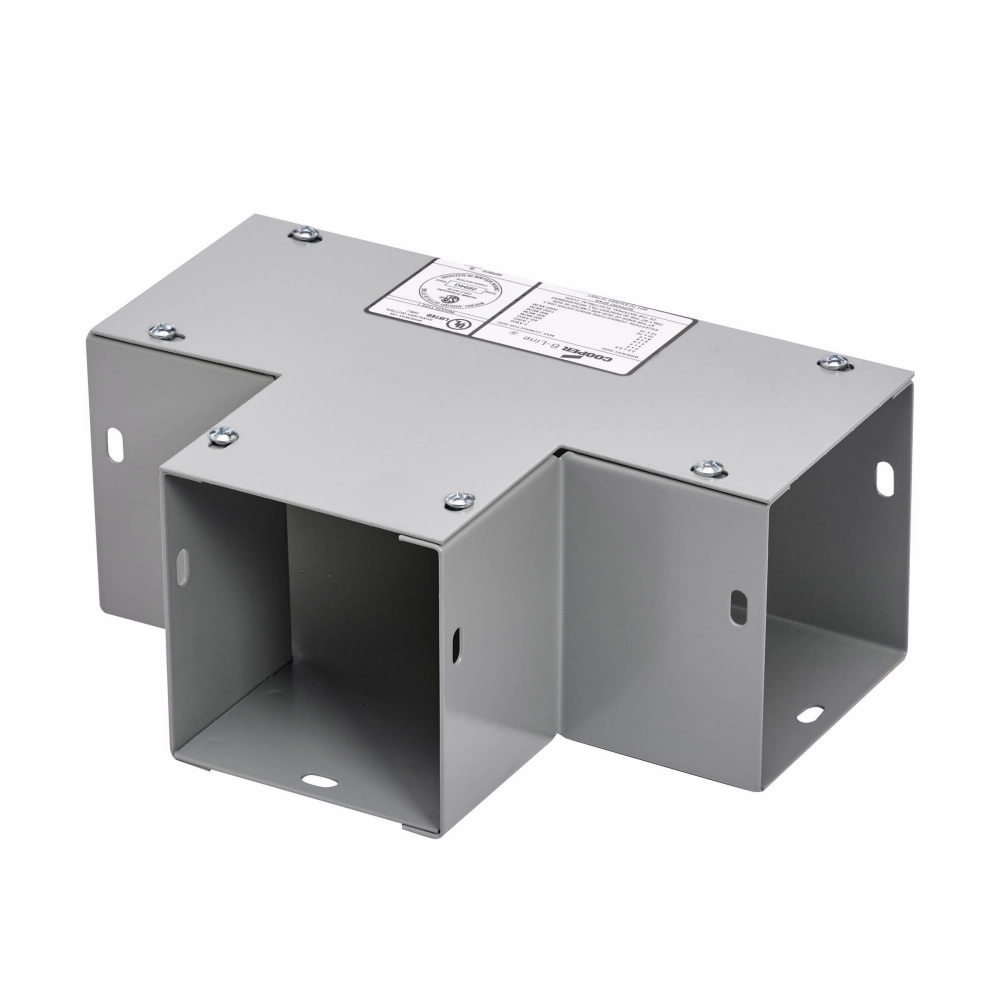 Eaton B-Line series wireway tee fitting, Lay-in, Wireway tee fitting, NEMA 1, Steel, ANSI 61 gray painted, 6" X 6"