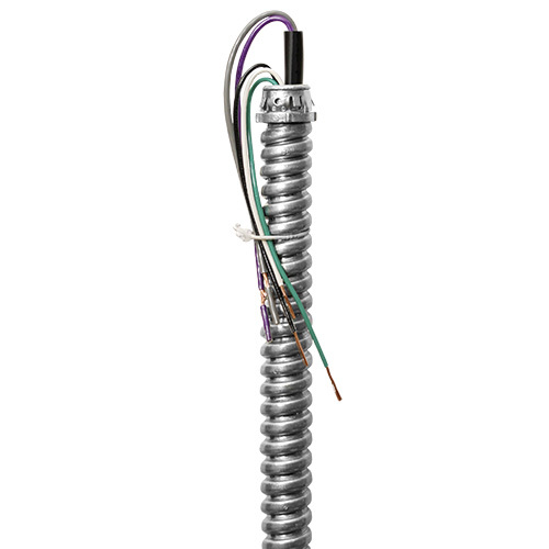EPCO, Fixture Whip, Stranded Wire, Number Of Conductors: 5, Conductor Size: (3) 18 AWG (Black,White,Green) (2) 16 AWG (Purple,Gray), Voltage Rating: 120 V, Insulation Material: THHN, Length: 6 FT, Conduit Size 1/2 IN, Includes: Die Cast Snap-In Connectors