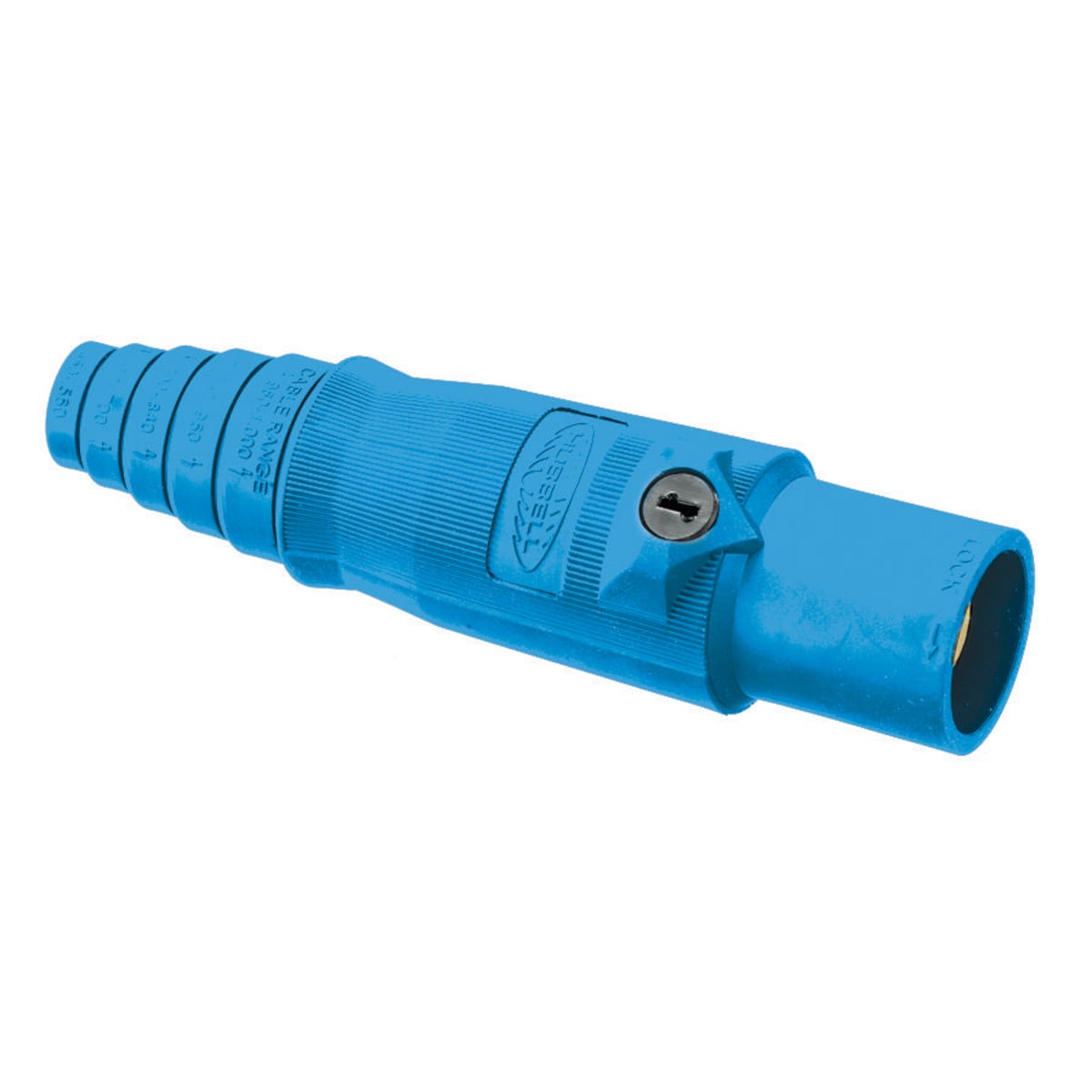 Heavy Duty Products, Single Pole Devices, Industrial Grade, Male, Plug, 400A 600V AC/DC, Single Conductor, Double Set Screws, Blue