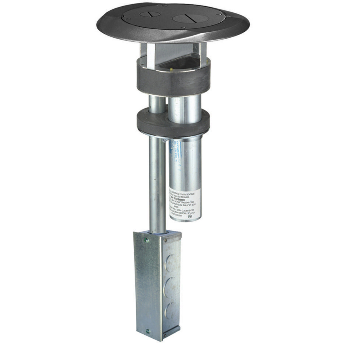 SystemOne, Fire-Rated Poke-Through, One-Piece, Furniture Feed, with Painted Aluminum Cover and Junction Box