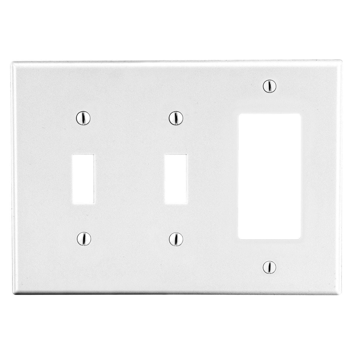 Wallplate, Mid-Size 3-Gang, 2) Toggle 1) Decorator, White