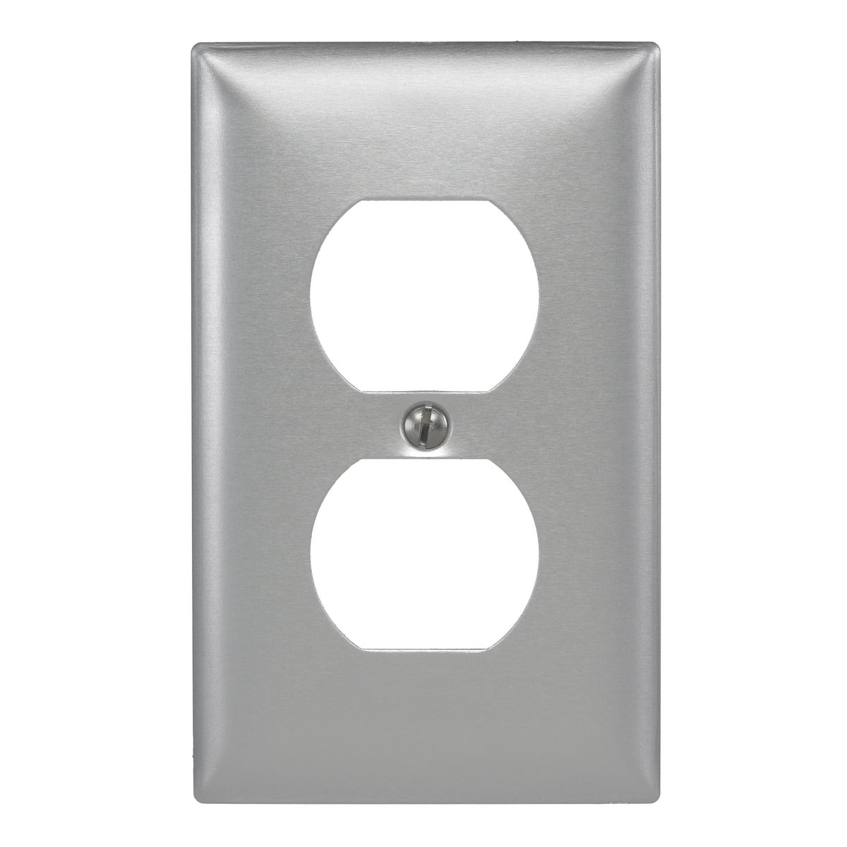 Hubbell Wiring Device Kellems, Wallplates and Boxes, Metallic Plates, 1-Gang, 1) Duplex Opening, Standard Size, Aluminum
