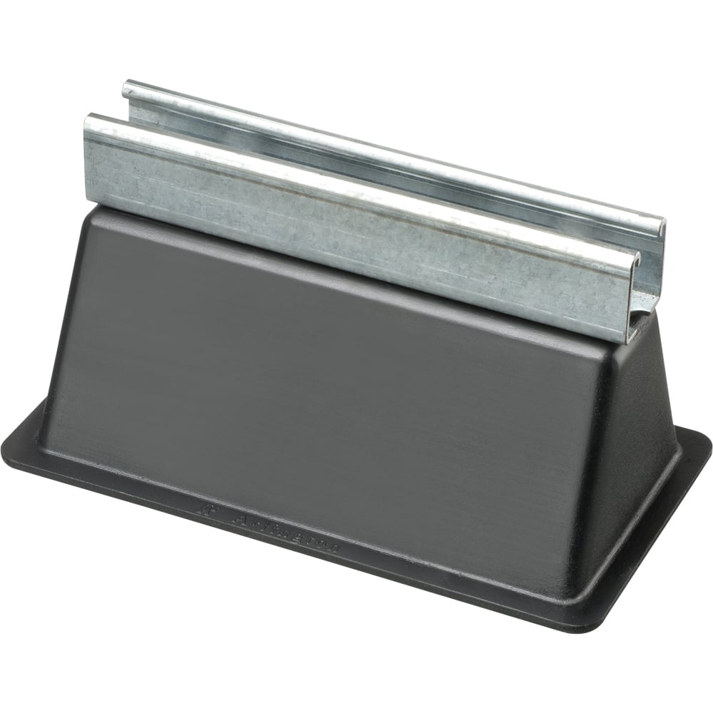 Roof Topper supports and raises conduit or raceway 4" off the roof surface. Made of 100% UV resistant recycled material. Supports up to 2000lbs. 9" strut.