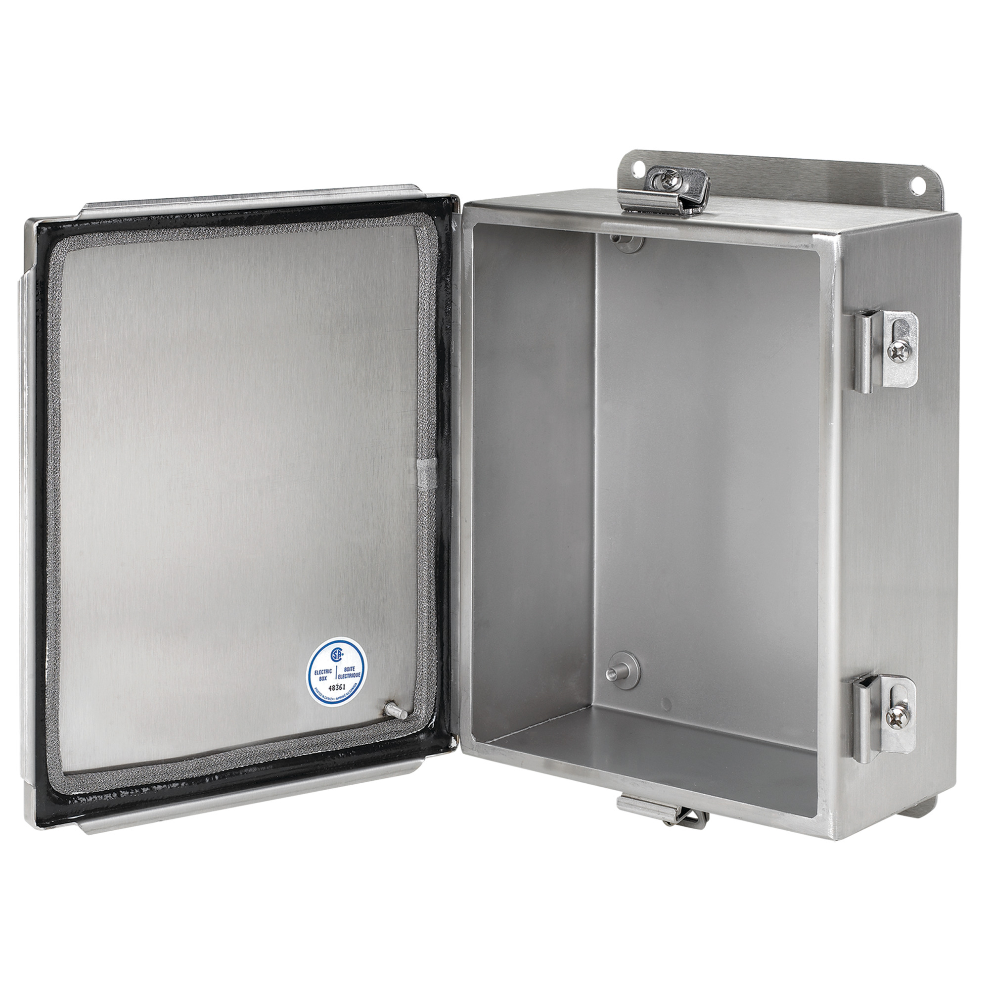 Continuous Hinge with Clamps Junction Box EMC Type 4X, 6x4x4, Brushed, SS304