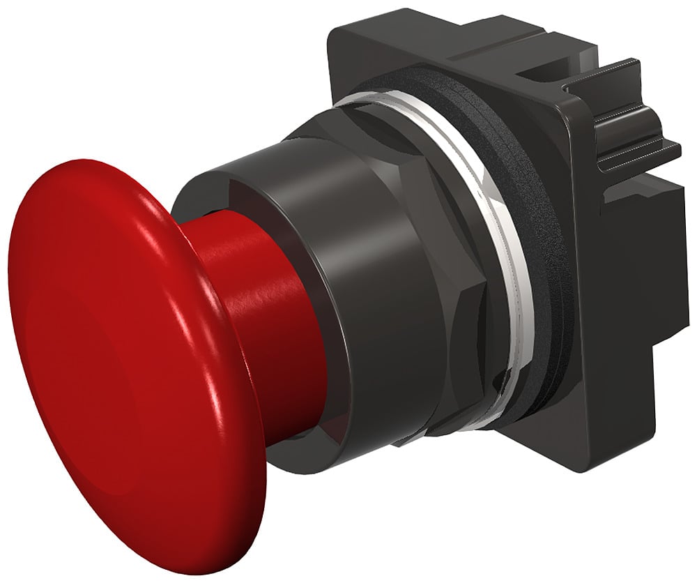 Pushbutton,mtd,red,1 3/4 plastic,2pos