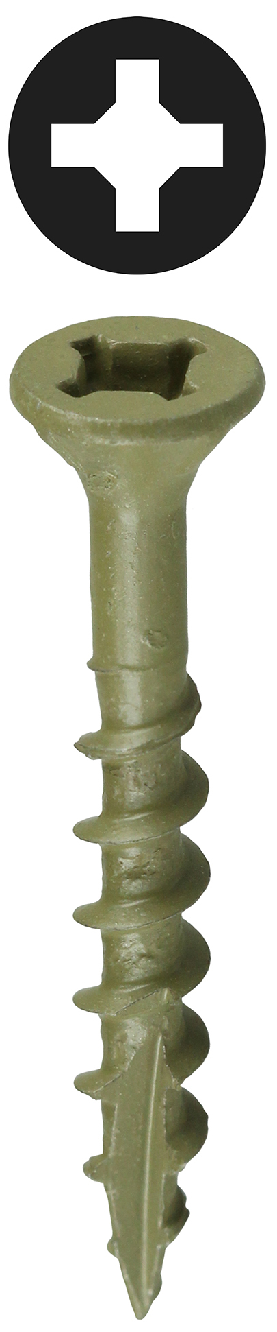 8 x 2" Deck Screw - Green - Phillips/Square Drive Tuff Pack