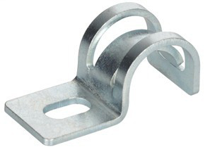 Mighty-Hold  Universal Steel One Hole Strap. Accomodates sizes 14/2 to 10/3 AC/MC/MCIA in Steel and Aluminum. FMC Steel and Aluminum in 3/8" trade side.