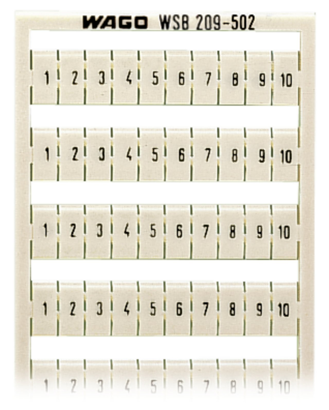 WSB marking card; as card; MARKED; 1 ... 10 (10x); not stretchable; Horizontal marking; snap-on type; white