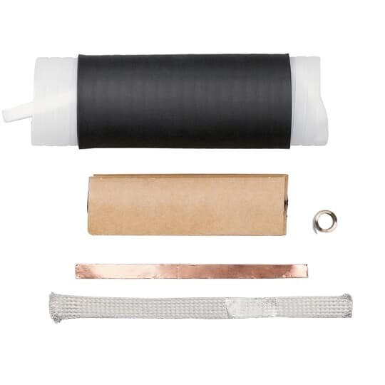 Cold-Shrinkable Seal with Copper Braid  Constant Force Spring.   Size Range .80 inch to 1.50 inch jacket diameters.  Maximum installed diameter is approximately 2 inches.
