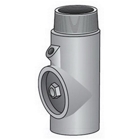 OZ-Gedney Type EYAM Vertical/Horizontal Sealing Fitting, Size: 3/4 IN, Malleable Iron, Finish: Zinc Electroplated, Connection: Tapered MNPT X Tapered FNPT, Dimensions: 1-1/4 IN Body Diameter X 4-3/16 IN Overall Length, 1-3/8 IN Turning Radius, 1.5