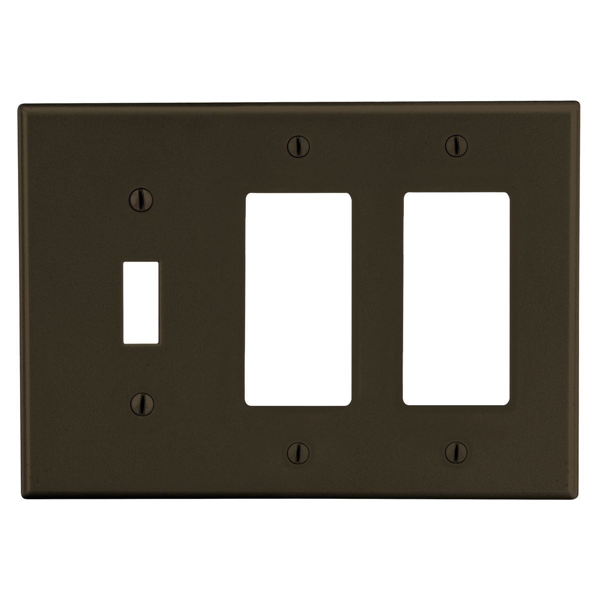 Wallplate, 3- Gang, 1) Toggle 2) Decorator, Brown