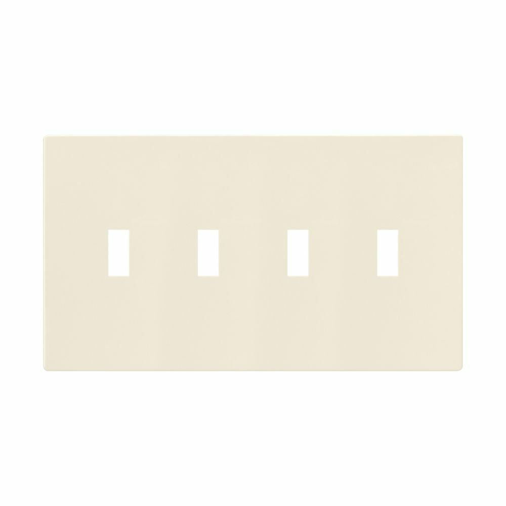 Eaton Screwless wallplate, Screwless, Lt. Almond, Toggle Cutout, Polycarbonate, Four- gang, Mid-size