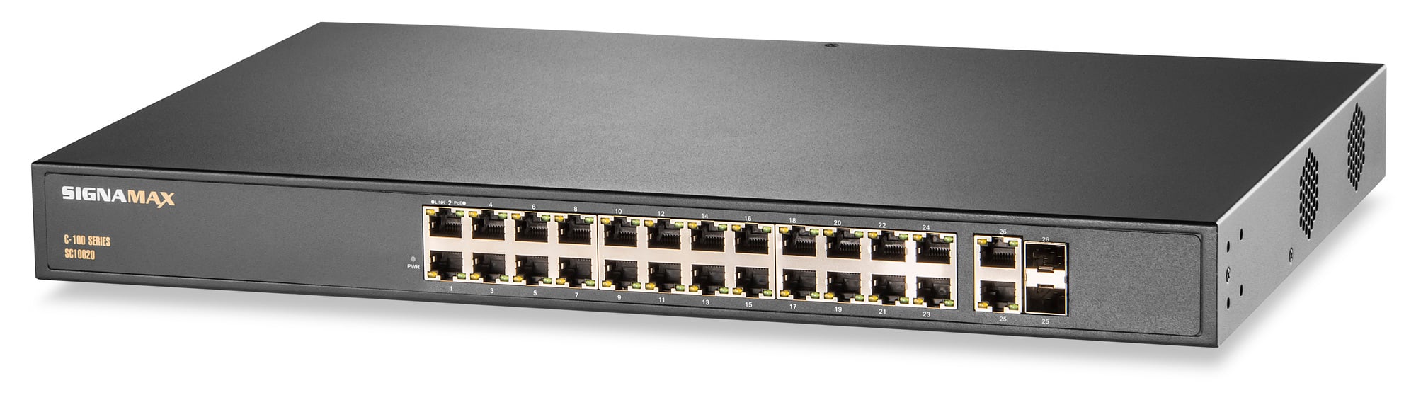 C-100 24 Port Fast Ethernet PoE+ Switch with 2 SFP Ports