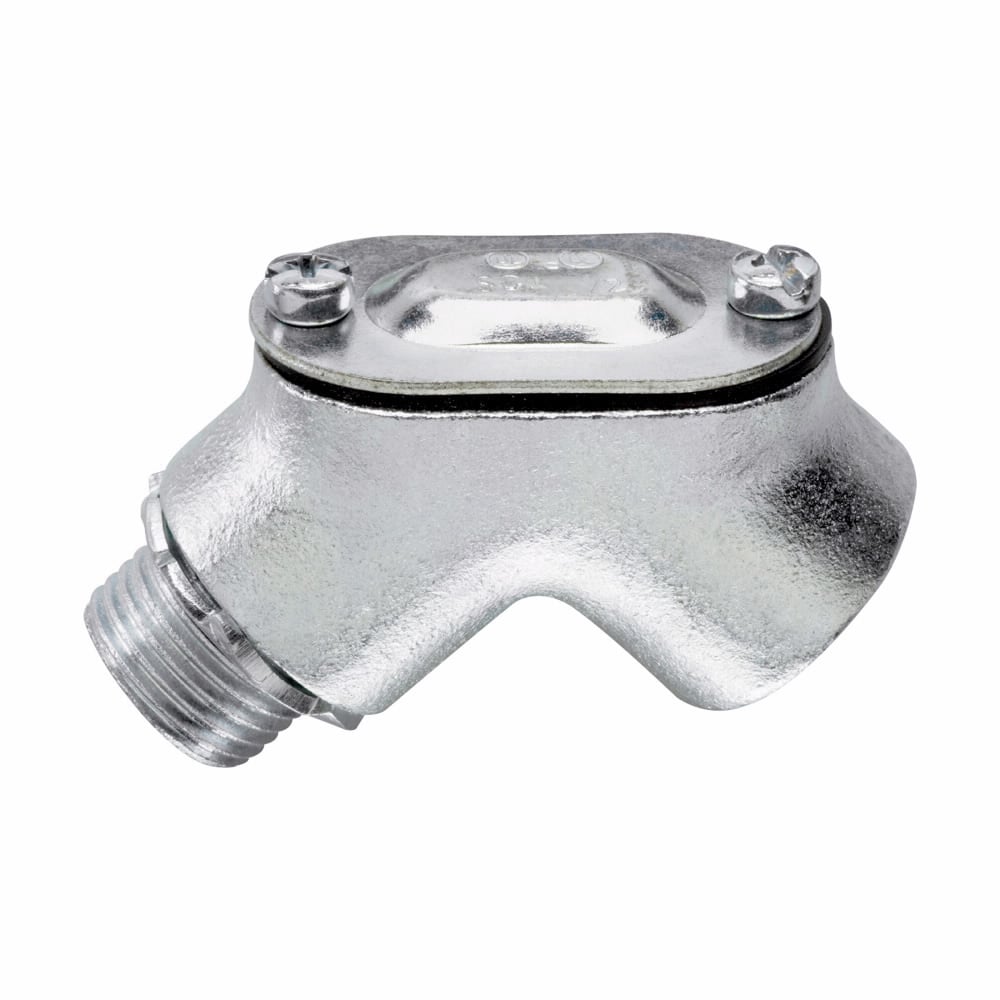 Eaton Crouse-Hinds series pull elbow, Rigid/IMC, Gender end 1: male, Gender end 2: female, Malleable iron, 90?, 1/2", Gasketed-rigid to box (male to female)