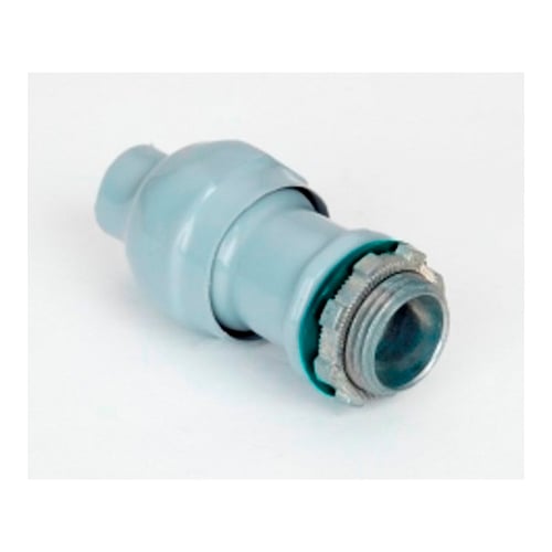 Direct burial rated Mighty-Seal jacketed MC cable connector.  Polyolefin coated zinc body.  Concrete tight, raintight and listed for direct burial.