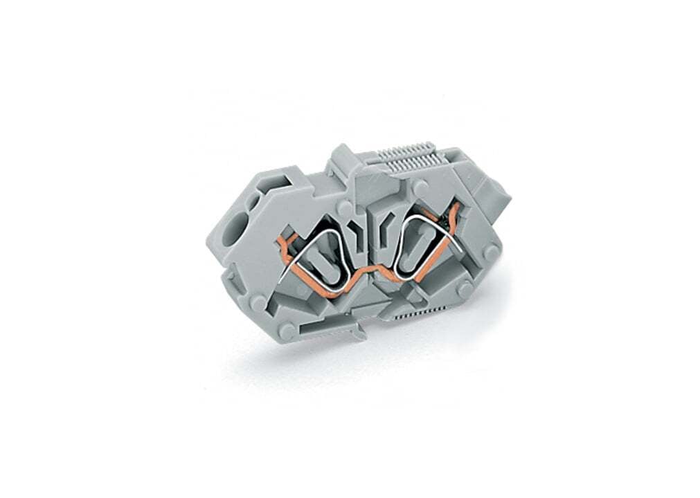 Modular, panel feedthrough center terminal block; Conductor/conductor connection; Plate thickness: 1  4 mm; 4 mm; Pin spacing 7 mm; 1-pole; CAGE CLAMP; 4,00 mm; gray