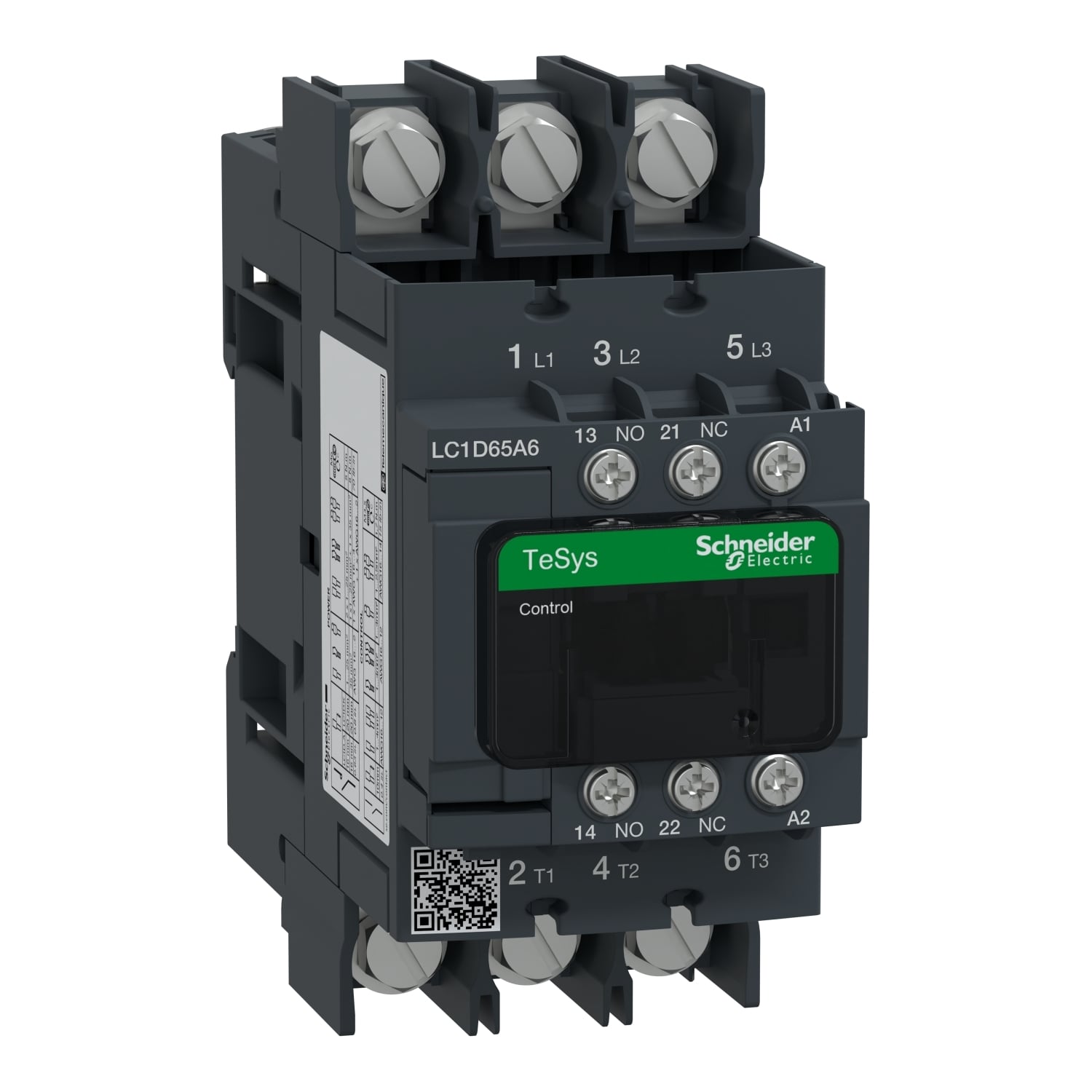 IEC contactor, TeSys Deca, nonreversing, 65A, 40HP at 480VAC, 3 phase, 3 pole, 3 NO, 24VAC 50/60Hz coil, open style