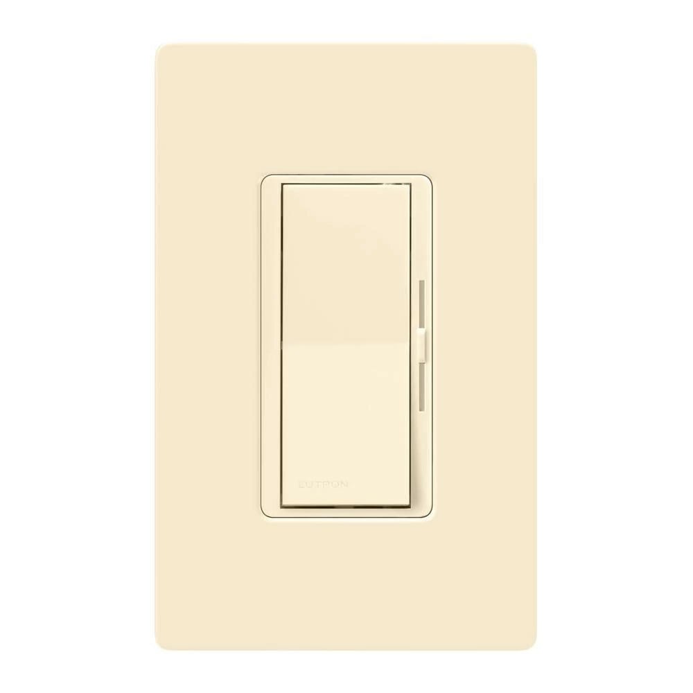 Diva LED+ Dimmer - Gloss Finish,  LED, Incandescent/Halogen, 3-way/single-pole dimmer with wallplate, clamshell packaging, 150W LED or 600W inc/hal in light almond