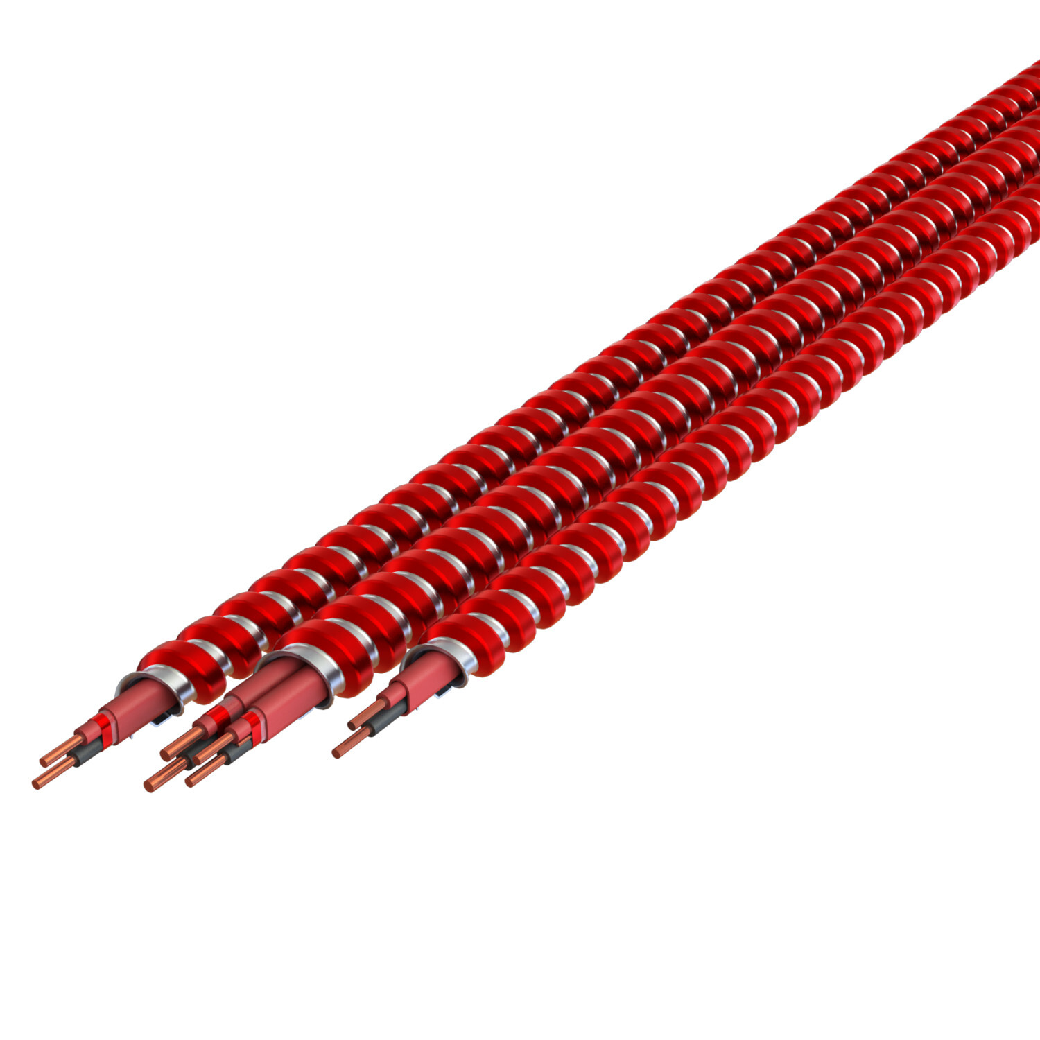16-2(TSPJ) BK RD Power Limited Fire Alarm Circuit Cable - Type FPLP, Red Interlocked Galvanized Steel Armor , 250' Coil,