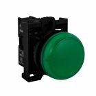 Eaton M22 modular pushbutton, Green Indicating Light, Flush, IP67, IP69K, NEMA 4X, 13, Illuminated, 100, 000 Hours of operation, 85-264 Vac/dc