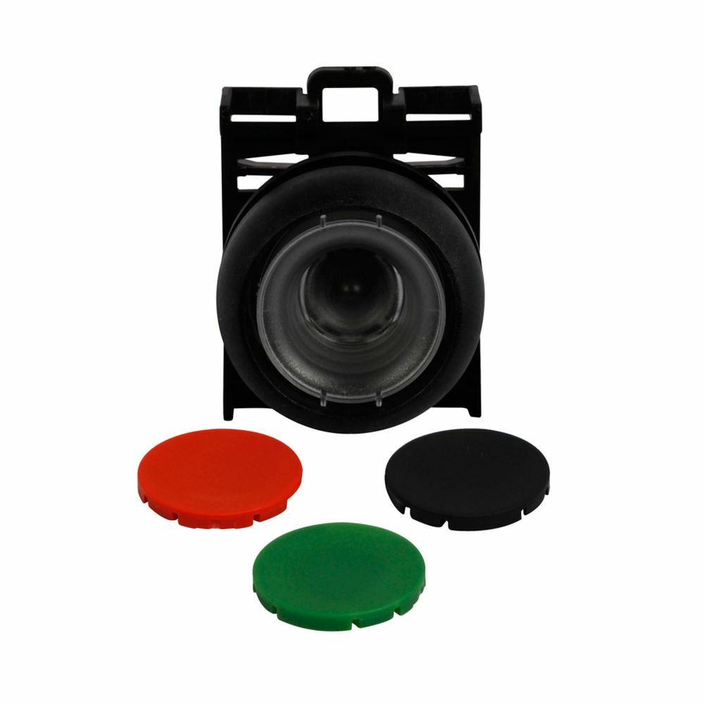 Eaton 22.5 mm RMQ-Titan Pushbutton,Black, Red, Green Actuator,Black bezel,IP67, IP69K,Non-illuminated,Flush mounting,NEMA 4X, 13,5,000,000 operations,Momentary,22.5 mm,Flush Pushbutton,M22