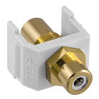 Snap-Fit, Audio/Video Connector, RCA Gold Pass-thru, F/F Coupler, White/White