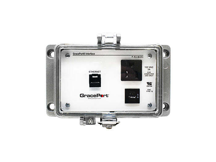 Panel Interface Connector with Category 5e RJ45, Panel Mount Housing, UL Type 12, Simplex Outlet, 3 Amp Circuit Breaker