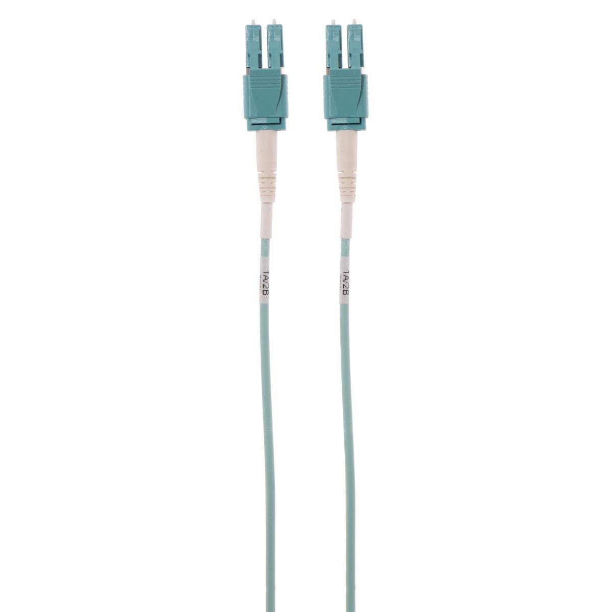 Fiber Optic, Patch Cord, Plenum, OM4, Duplex, LC to LC, Reverse Polarity, 2 Meter, Aqua