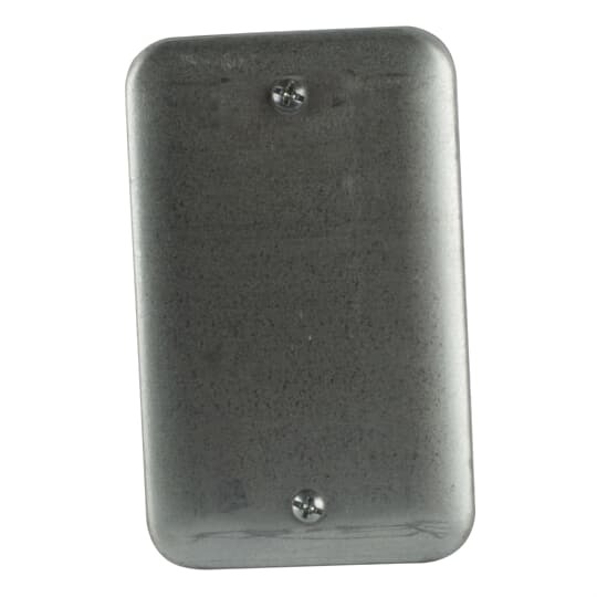 Single Gang Utility Box Cover, 4-1/8 Inch Long x 2-1/2 Inch Wide x 3/16 Inch Raised, Pre-Galvanized Steel, Blank