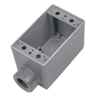 3/4 Inch Deep 1 Gang Device Box, Die Cast Aluminum, Dead End, 1 Hole, Raintight When Used with Appropriate Cover
