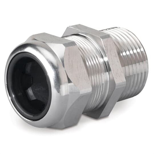 Liquidtight Strain Relief Connector, 3/4 Inch NPT Threads, Straight, Cord Range 0.500 to 0.750 Inch, 304 Stainless Steel Body with Rubber Bushing