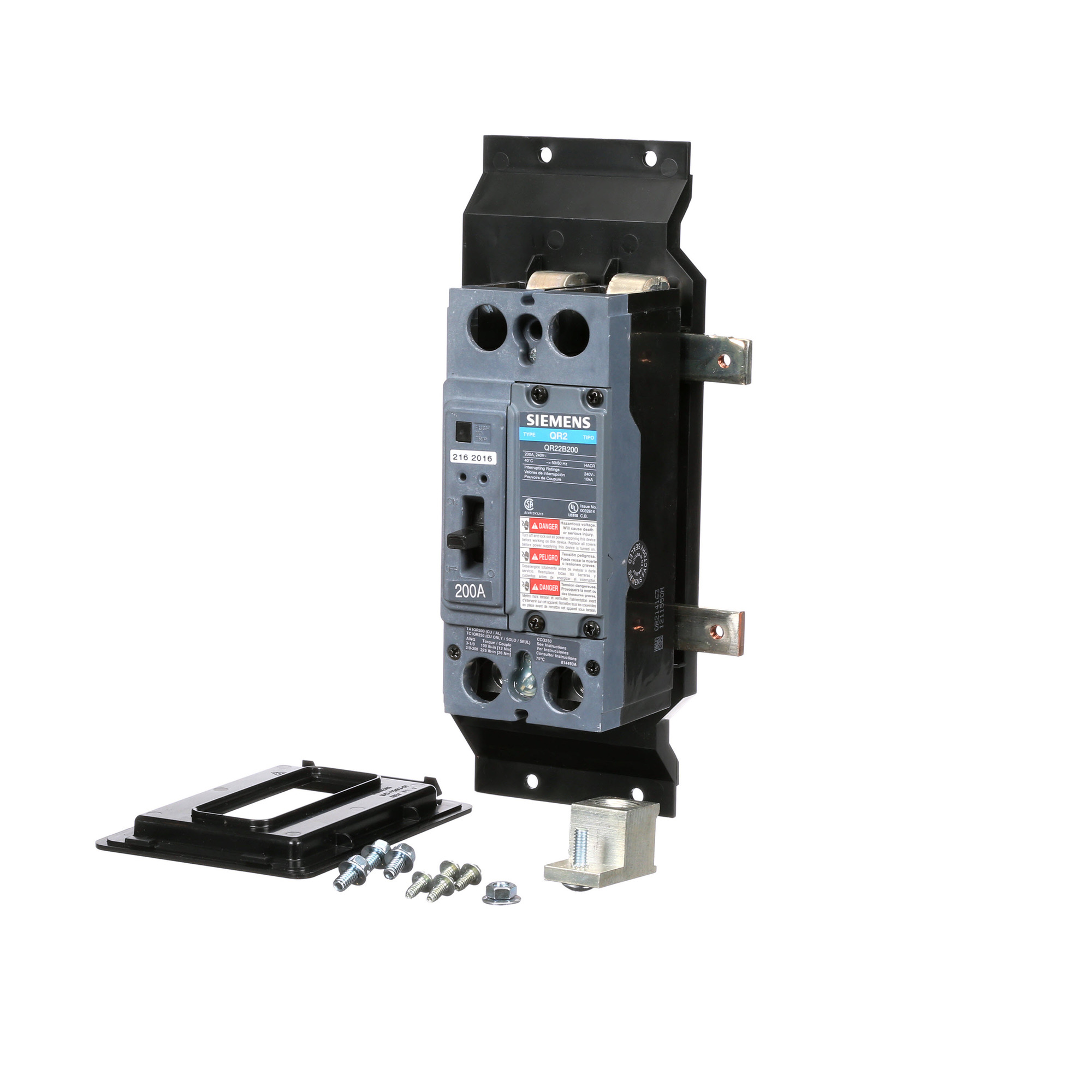  LOW VOLTAGE BREAKER MOUNTING KIT FOR REVISED P1 PANELBOARDS. 240V 1-PHASE KIT WITH STRAP AND A 2-POLE 10KAIC CIRCUIT BREAKER (QR22B200).