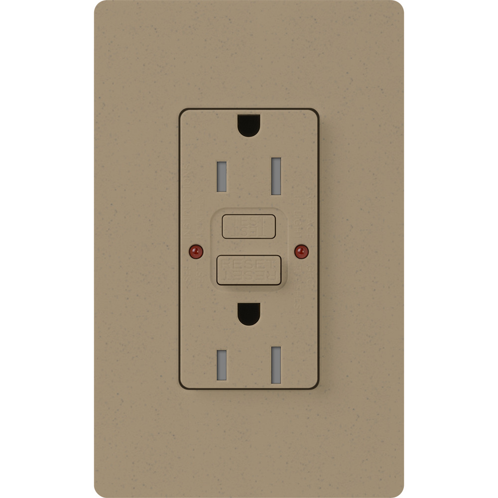 Tamper resistant, Self-testing GFCI receptacle, 15A in mocha stone