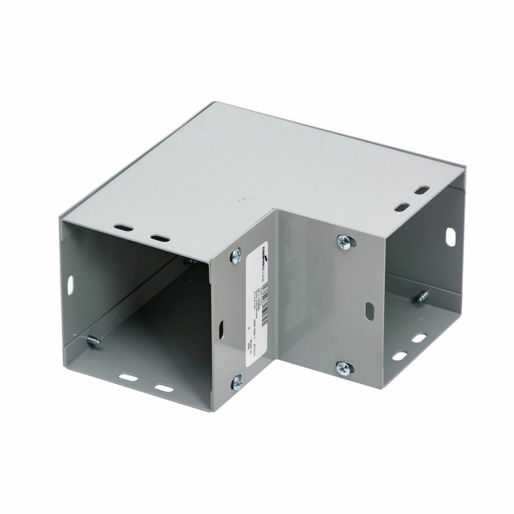 wireway elbow fitting, Lay-in, 90? elbow, combo opening, NEMA 1, Steel, ANSI 61 gray painted finish, 12" X 12"