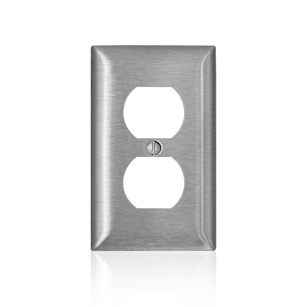 1-Gang C-Series Duplex Receptacle Wallplate, Standard Size, 302/304 Stainless Steel