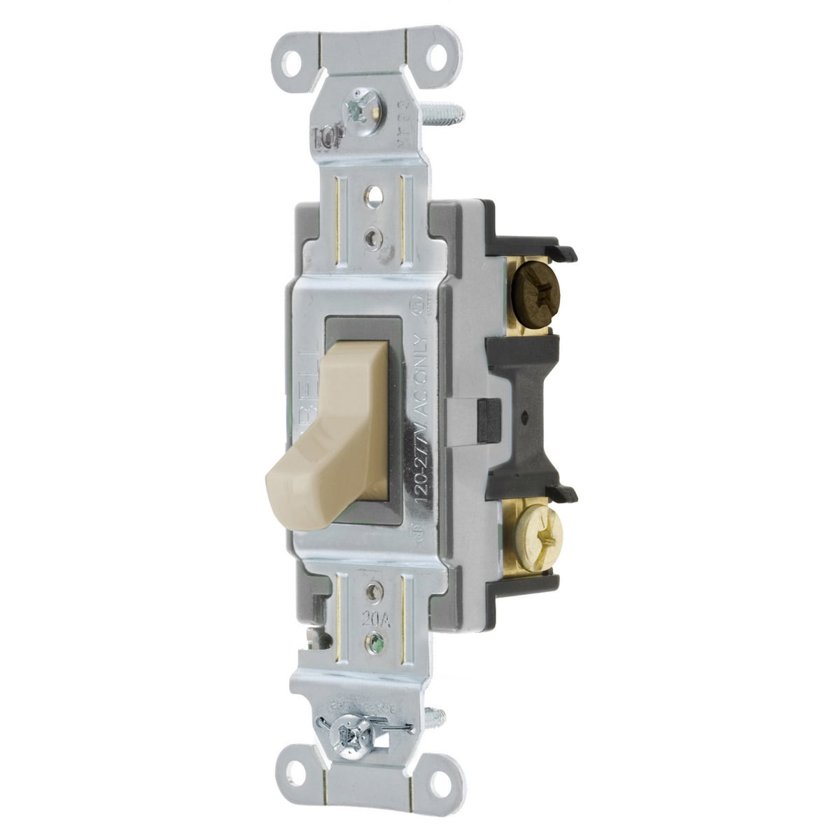 CSB320AL 3-Way Standard Toggle Switch, 120/277 VAC, 20 A, 5540 W Power Rating, 2-Position Contact