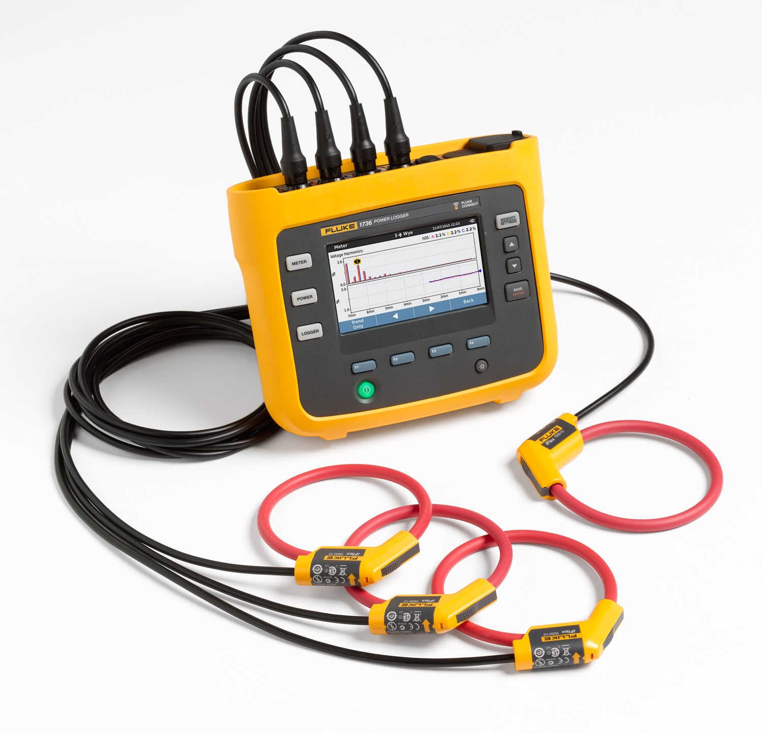 Fluke 24 inch iFlex flexible current probes 4-pack expand the measurement range to 3000A AC while providing the ultimate measurement flexibility. The iFlex probes connect directly to the energy logger, displaying current measurements without error prone scaling factors. The 1.8 m (6 ft) cord allows separation between the measurement location and the energy logger making it easier to view the display.
