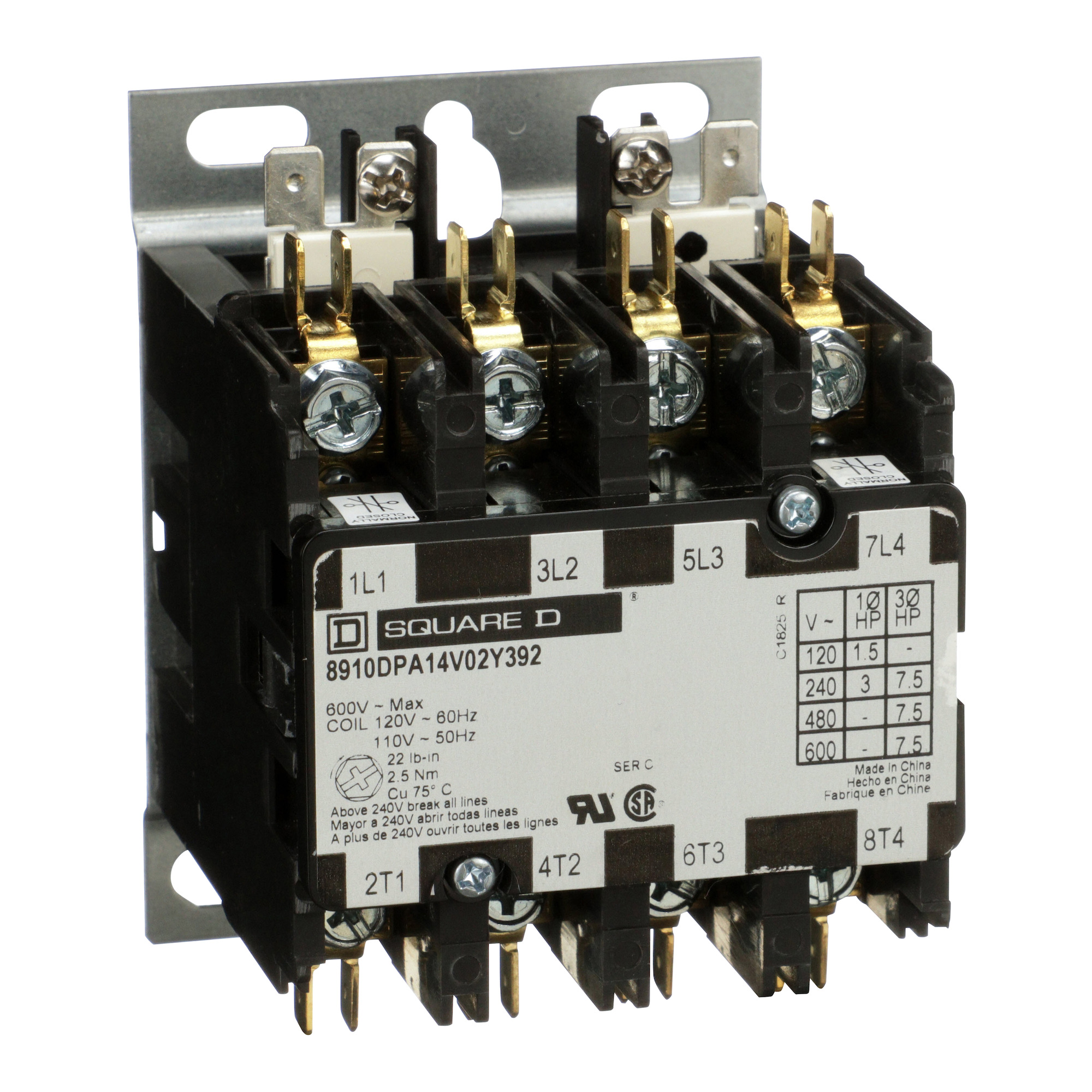 CONTACTOR 600VAC 20AMP DPA +OPTIONS,208/240VAC@60Hz - 220VAC@50Hz,3-Phase,4-Pole,Definite Purpose Contactor,Ideal for heating, air conditioning, refrigeration, data processing and food service equipment.,Panel,Quick Connect/Binder Head Screw,Substitute 2 NORMALLY CLOSED power poles for 2 NORMALLY OPEN power poles,UL Recognized - CSA Certified - CE Marked