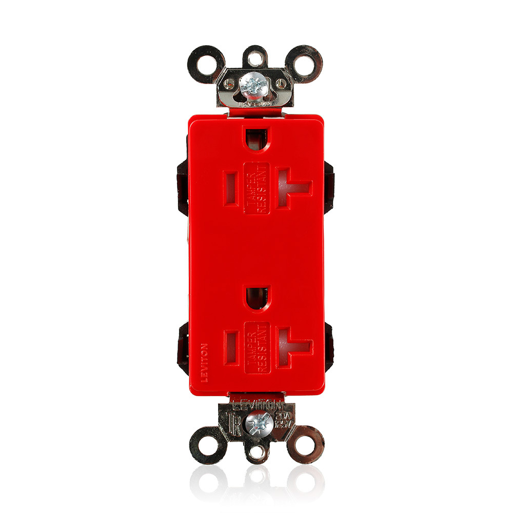 20 Amp, 125 Volt, Modular Receptacle, Decora Plus, Tamper Resistant, Nylon, Commercial Grade, Red