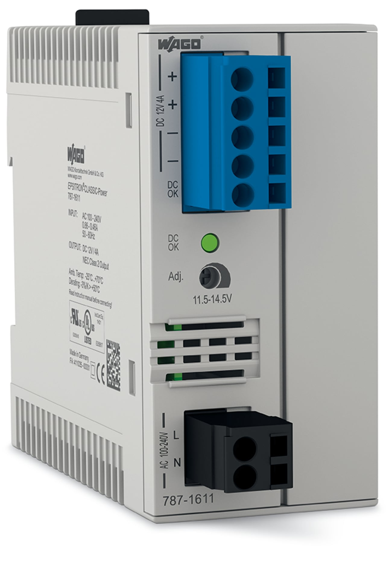 Switched-mode power supply; Classic; 1-phase; 12 VDC output voltage; 4 A output current; NEC Class 2; DC OK signal
