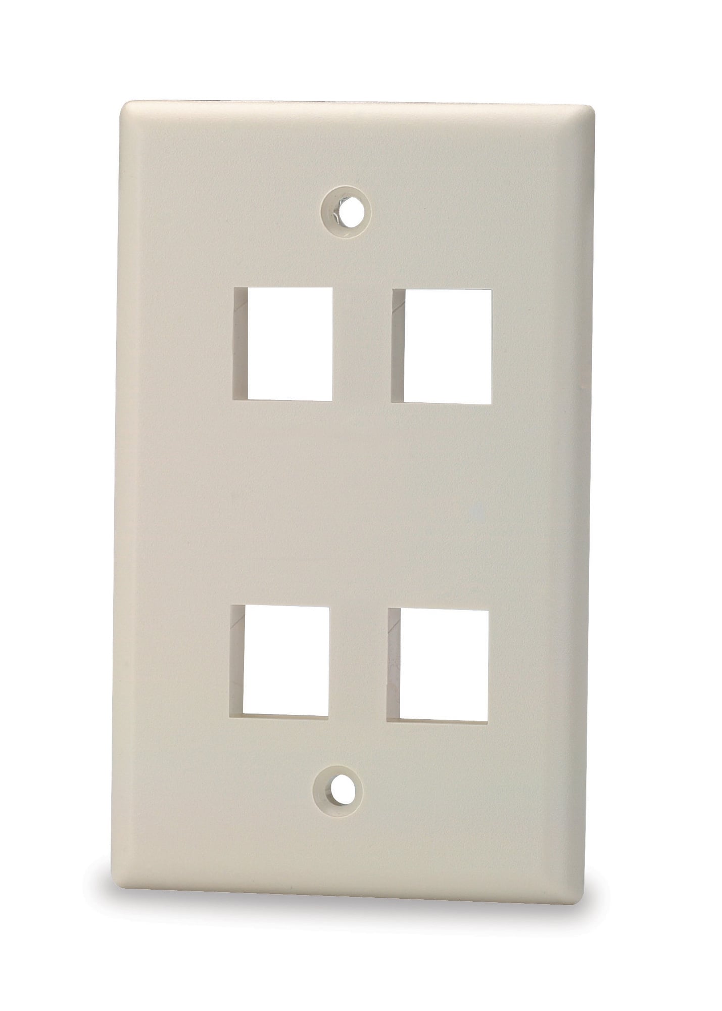 4-Port Single Gang Keystone Faceplate w/o Labeling, Ivory