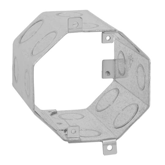 Octagon Concrete Box, 47 Cubic Inches, 4 Inch Diameter x 4 Inch Depth, 1/2 Inch and 3/4 Inch Knockouts, Pre-Galvanized Steel, Drawn Construction, For use with Conduit