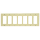 7-Gang Decora/GFCI Device Decora Wallplate/Faceplate, Standard Size, Painted Metal, Device Mount - Ivory