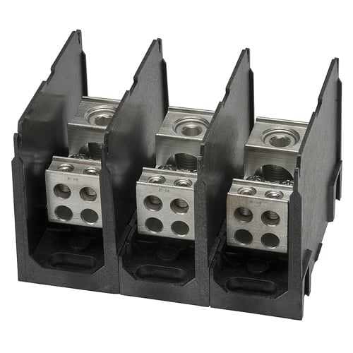Power Distribution Block, High SCCR, Dual Rated, Line Conductor Range 2/0-14, Load Range 2/0-14, 1 Port Per Pole Line Side, 1 Port Per Pole Load Side, 1 Pole, UL, CSA, Includes Cover
