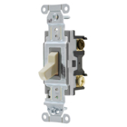 Switches and Lighting Controls, Toggle Switch, Commercial Grade, Three Way, 20A 120/277V AC, Back and Side Wired, Ivory