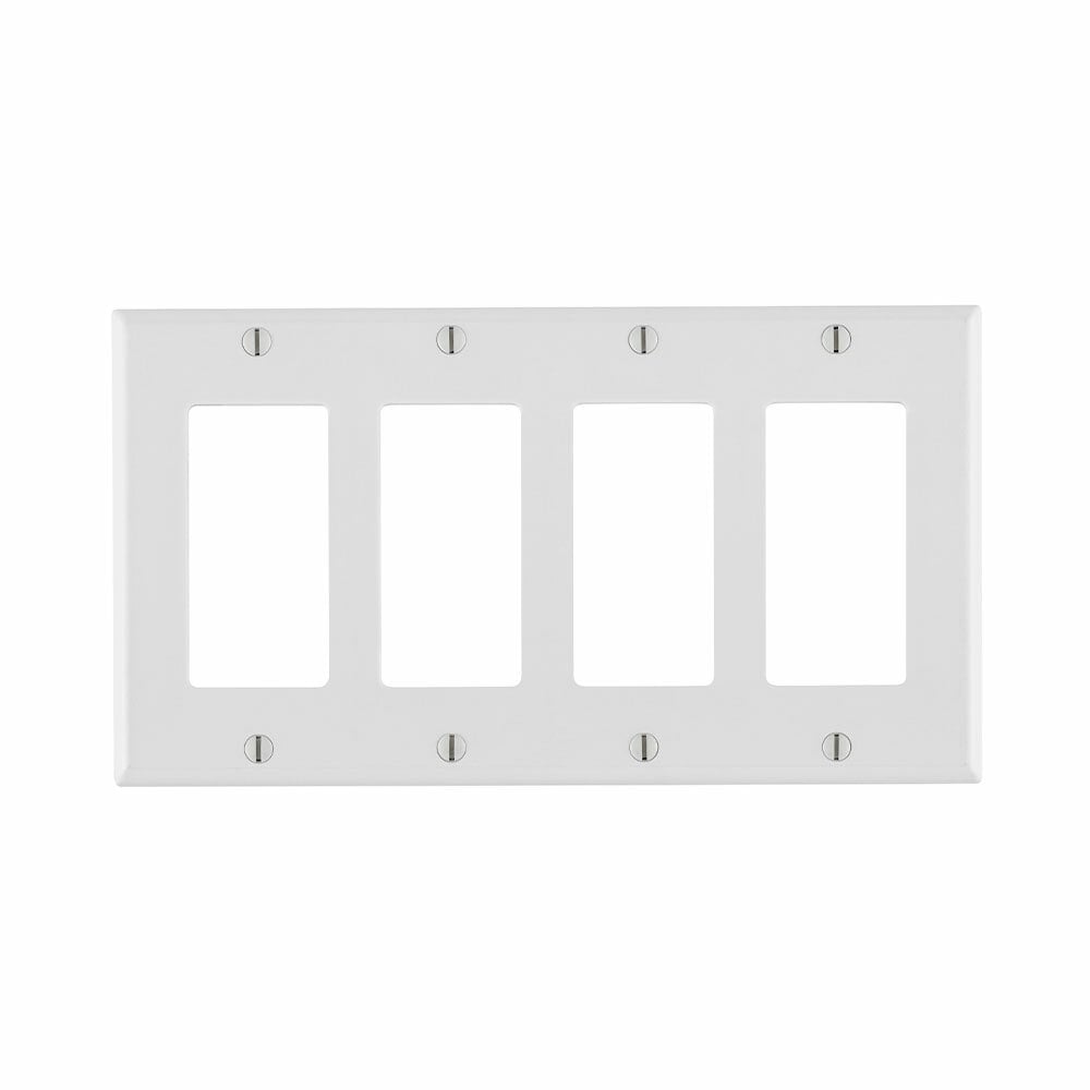 4-Gang Decora/GFCI Device Decora Wallplate, Standard Size, Thermoset, Device Mount, White