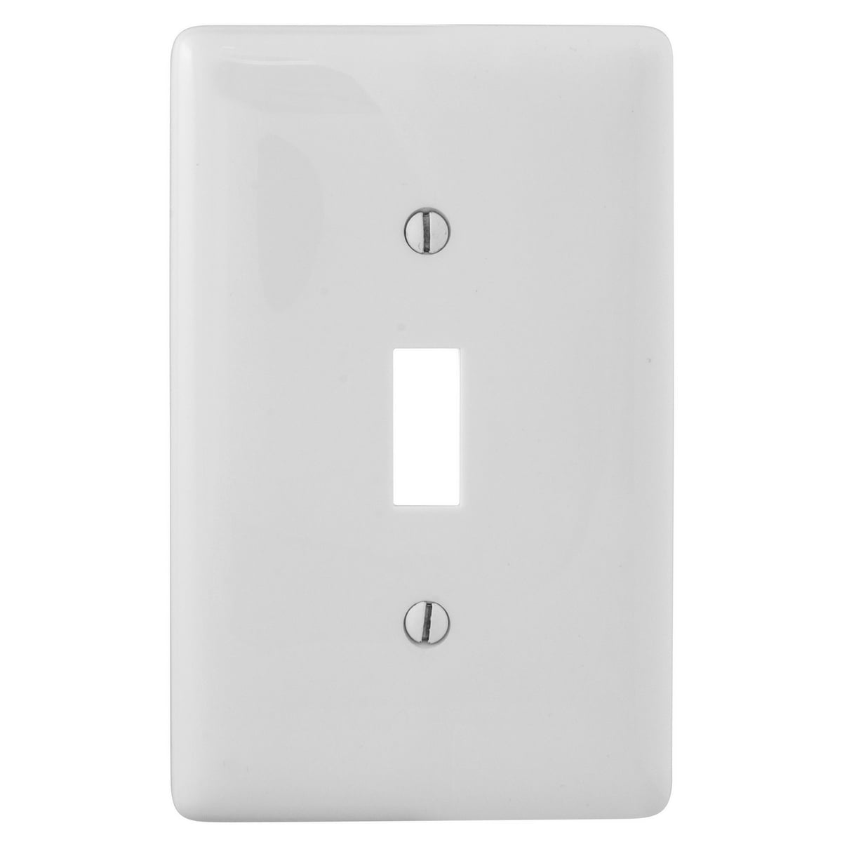 Wallplates and Box Covers, Wallplates,Nylon, 1-Gang, Jumbo, Toggle Opening, White
